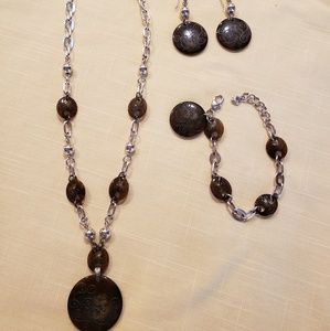 Brighton brown/silver jewelry set